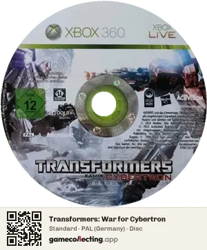 Transformers: War for Cybertron Xbox 360, PAL disc