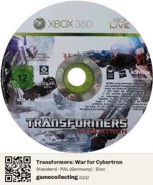 Transformers: War for Cybertron Xbox 360, PAL disc