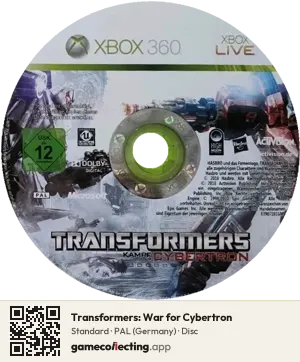 Transformers: War for Cybertron Xbox 360, PAL disc