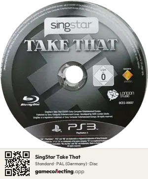 SingStar Take That PlayStation 3, PAL disc