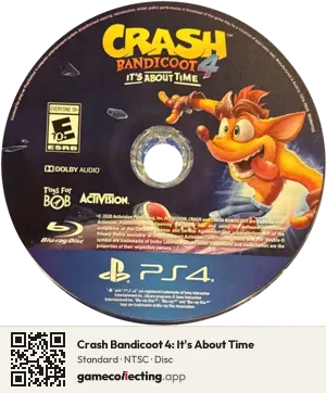 Crash Bandicoot 4: It's About Time PlayStation 4, NTSC disc