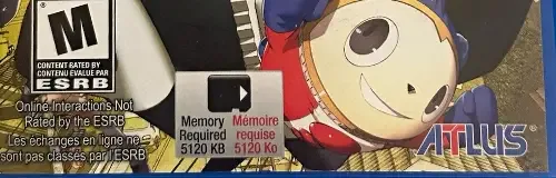 Persona 4 Golden, the ESRB box on its front