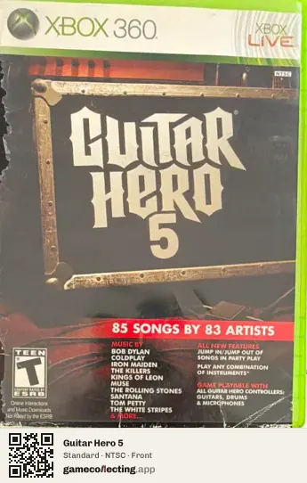 Guitar Hero 5 Xbox 360, NTSC box front
