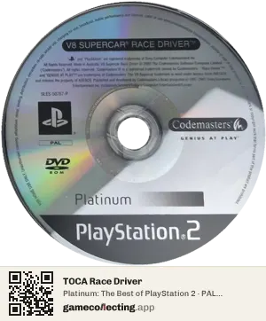 TOCA Race Driver PlayStation 2, PAL disc