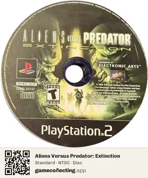 Aliens Versus Predator: Extinction PlayStation 2, NTSC disc