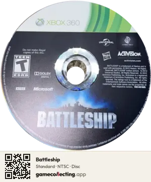 Battleship Xbox 360, NTSC disc