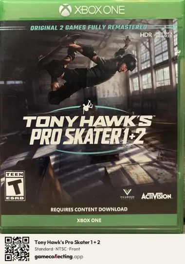 Tony Hawk's Pro Skater 1 + 2 Xbox One, NTSC box front