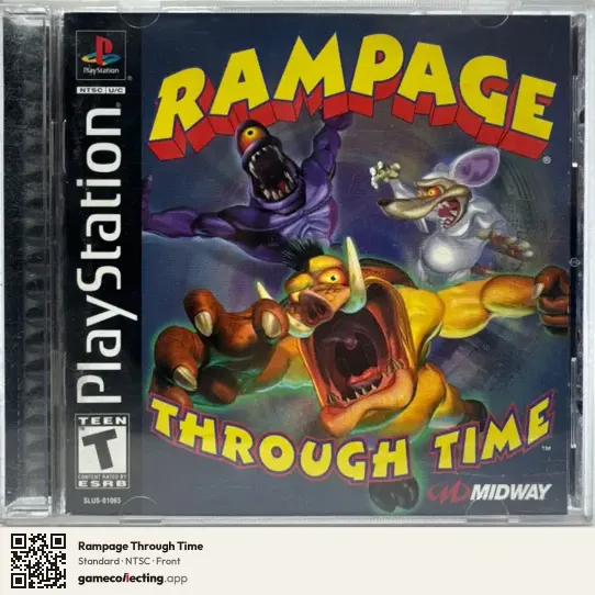 Rampage Through Time PlayStation, NTSC box front