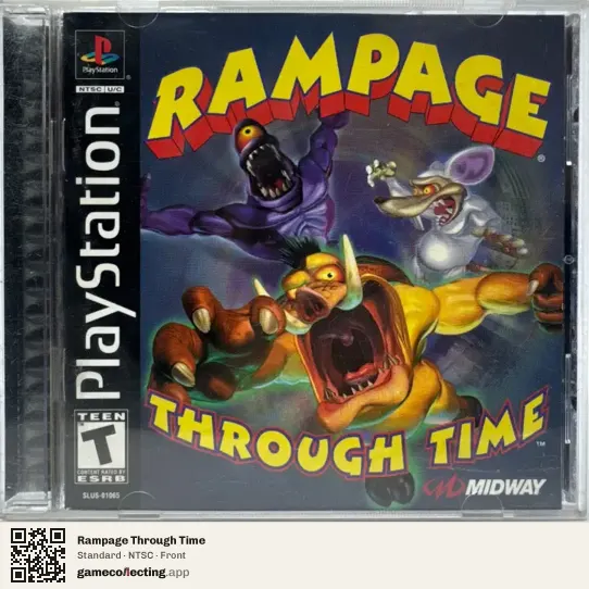 Rampage Through Time PlayStation, NTSC box front
