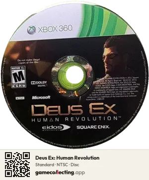 Deus Ex: Human Revolution Xbox 360, NTSC disc
