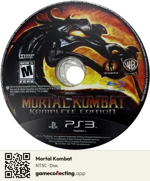 Mortal Kombat PlayStation 3, NTSC disc