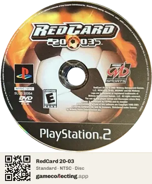 RedCard 20-03 PlayStation 2, NTSC disc