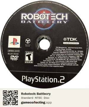 Robotech: Battlecry PlayStation 2, NTSC disc