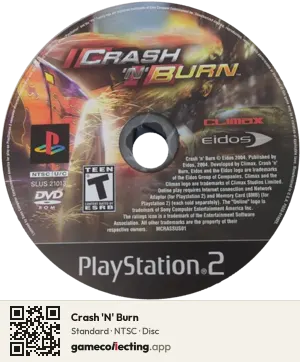 Crash 'N' Burn PlayStation 2, NTSC disc