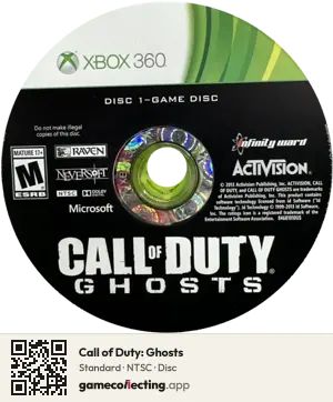 Call of Duty: Ghosts Xbox 360, NTSC disc