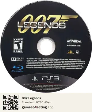 007 Legends PlayStation 3, NTSC disc