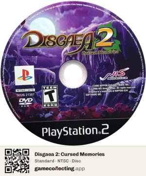 Disgaea 2: Cursed Memories PlayStation 2, NTSC disc