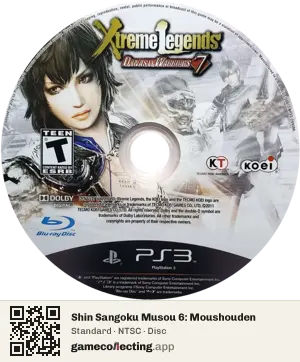 Dynasty Warriors 7: Xtreme Legends PlayStation 3, NTSC disc