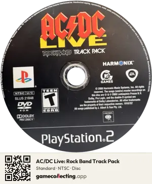 AC/DC Live: Rock Band Track Pack PlayStation 2, NTSC disc