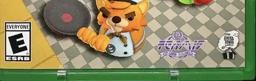 Overcooked!, the ESRB box on its front