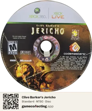 Clive Barker's Jericho Xbox 360, NTSC disc