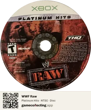 WWF Raw Xbox, NTSC disc