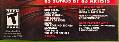 Guitar Hero 5, the ESRB box on its front