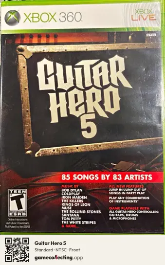 Guitar Hero 5 Xbox 360, NTSC box front
