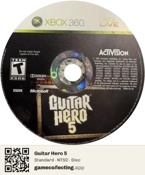 Guitar Hero 5 Xbox 360, NTSC disc