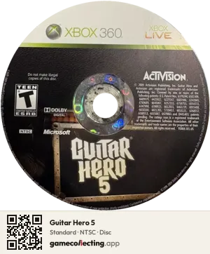 Guitar Hero 5 Xbox 360, NTSC disc