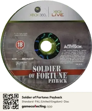 Soldier of Fortune: Payback Xbox 360, PAL disc