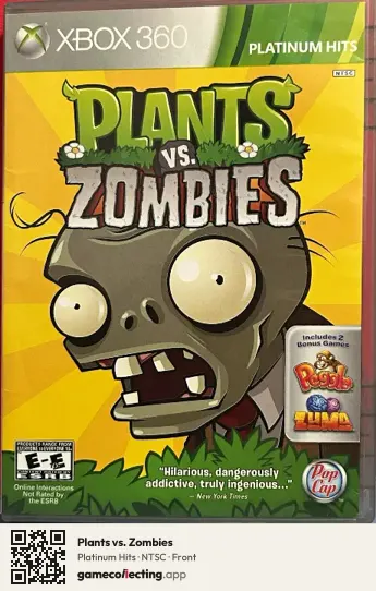 Plants vs. Zombies Xbox 360, NTSC box front