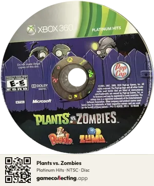 Plants vs. Zombies Xbox 360, NTSC disc