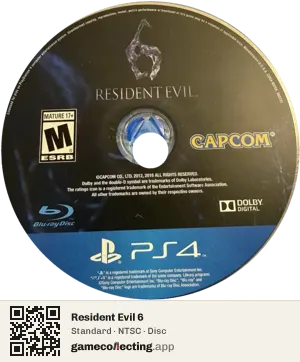 Resident Evil 6 PlayStation 4, NTSC disc