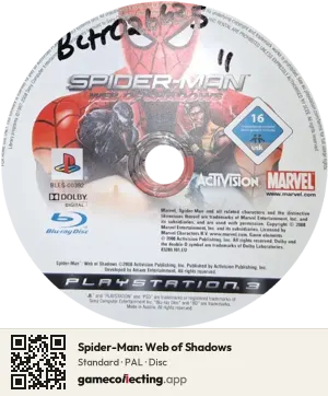Spider-Man: Web of Shadows PlayStation 3, PAL disc