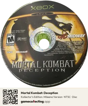 Mortal Kombat: Deception Xbox, NTSC disc