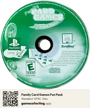 Family Card Games Fun Pack PlayStation, NTSC disc