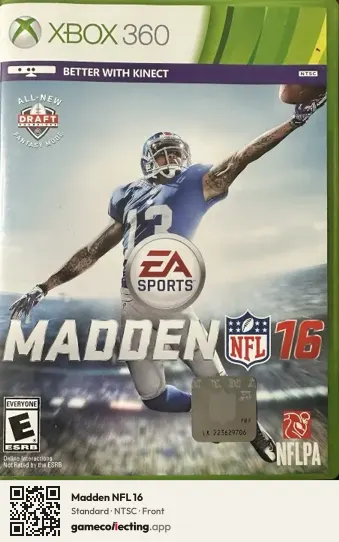 Madden NFL 16 Xbox 360, NTSC box front