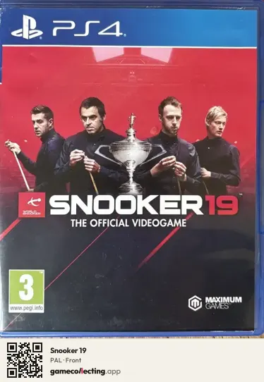 Snooker 19 PlayStation 4, PAL box front