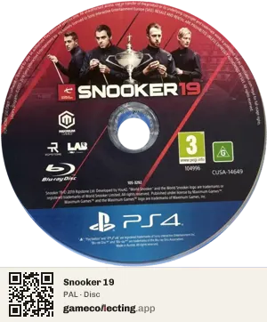 Snooker 19 PlayStation 4, PAL disc