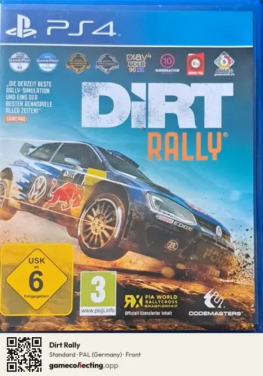 Dirt Rally PlayStation 4, Germany box front