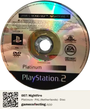 007: Nightfire PlayStation 2, PAL disc