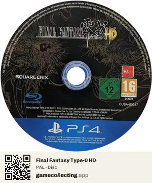 Final Fantasy Type-0 HD PlayStation 4, PAL disc