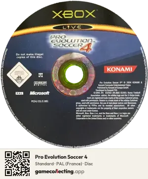 Pro Evolution Soccer 4 Xbox, PAL disc