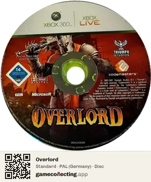 Overlord Xbox 360, PAL disc