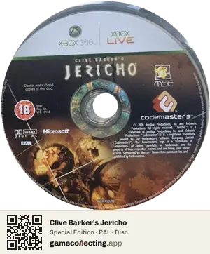 Clive Barker's Jericho Xbox 360, PAL disc