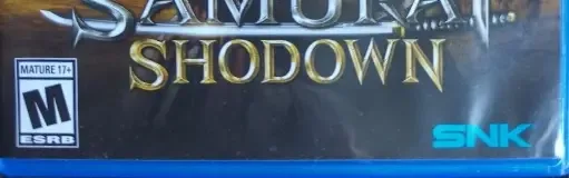Samurai Shodown, the ESRB box on its front