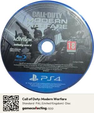 Call of Duty: Modern Warfare PlayStation 4, PAL disc