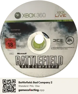 Battlefield: Bad Company 2 Xbox 360, PAL disc