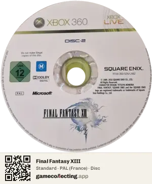 Final Fantasy XIII Xbox 360, PAL disc